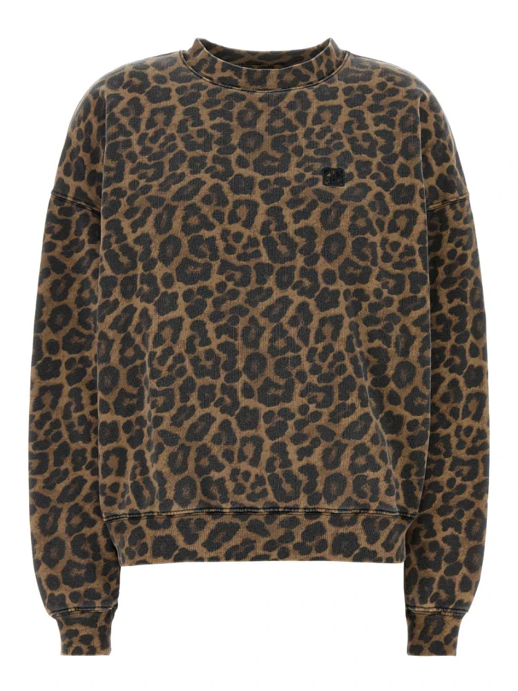 MILES SWEATSHIRT - BLACK AND BROWN LEOPARD