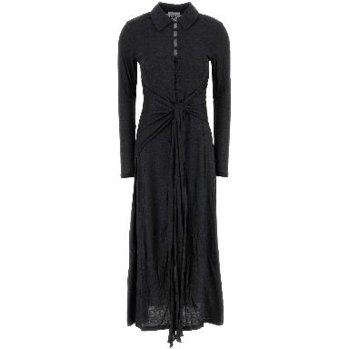 MODAL JERSEY LONG SLEEVE MAXI TIE DRESS