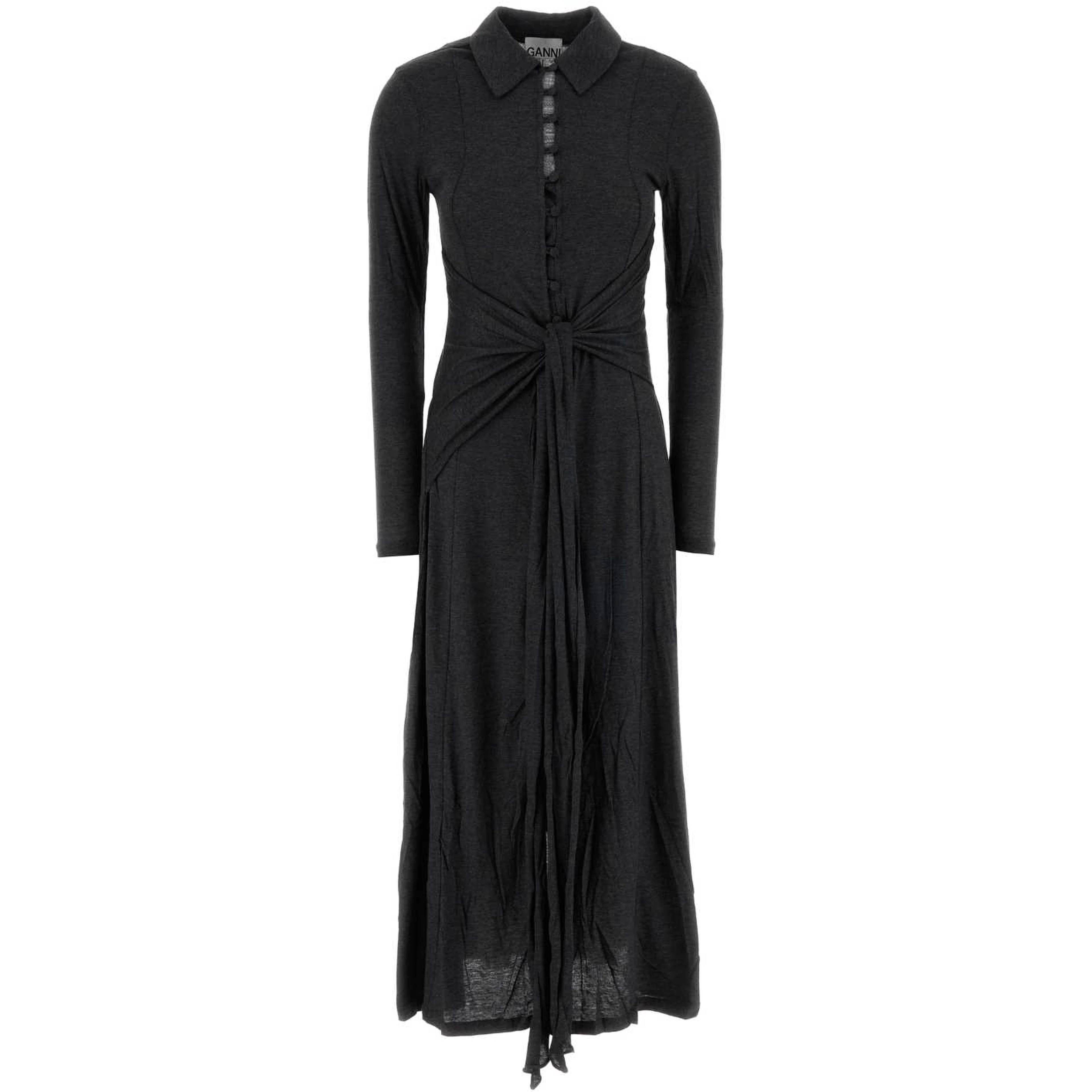 MODAL JERSEY LONG SLEEVE MAXI TIE DRESS