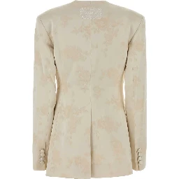 Sateen Jacquard Long Button Blazer