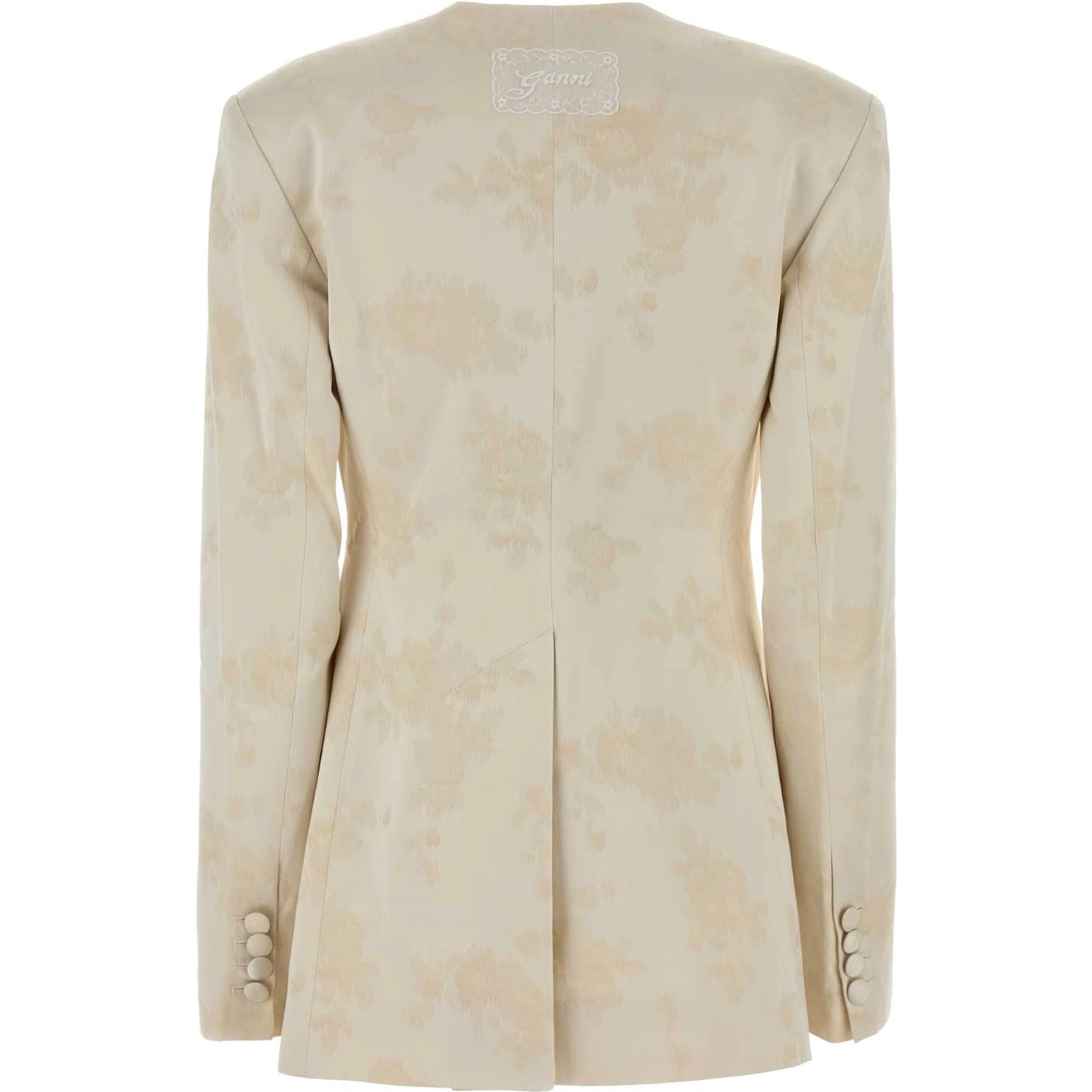 Sateen Jacquard Long Button Blazer