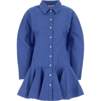 Stretch Cotton Mini Shirt Dress