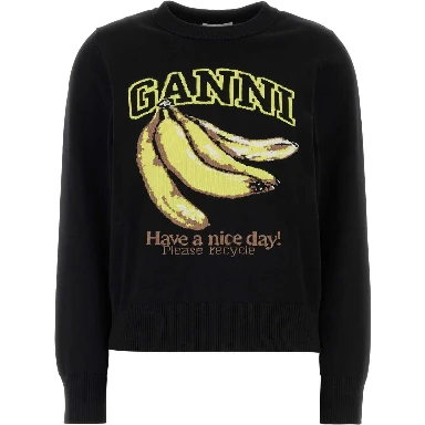 Fine Cotton Graphic Sweater Banana