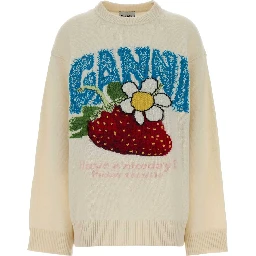 Oversized Graphic Wool Mix Sweater