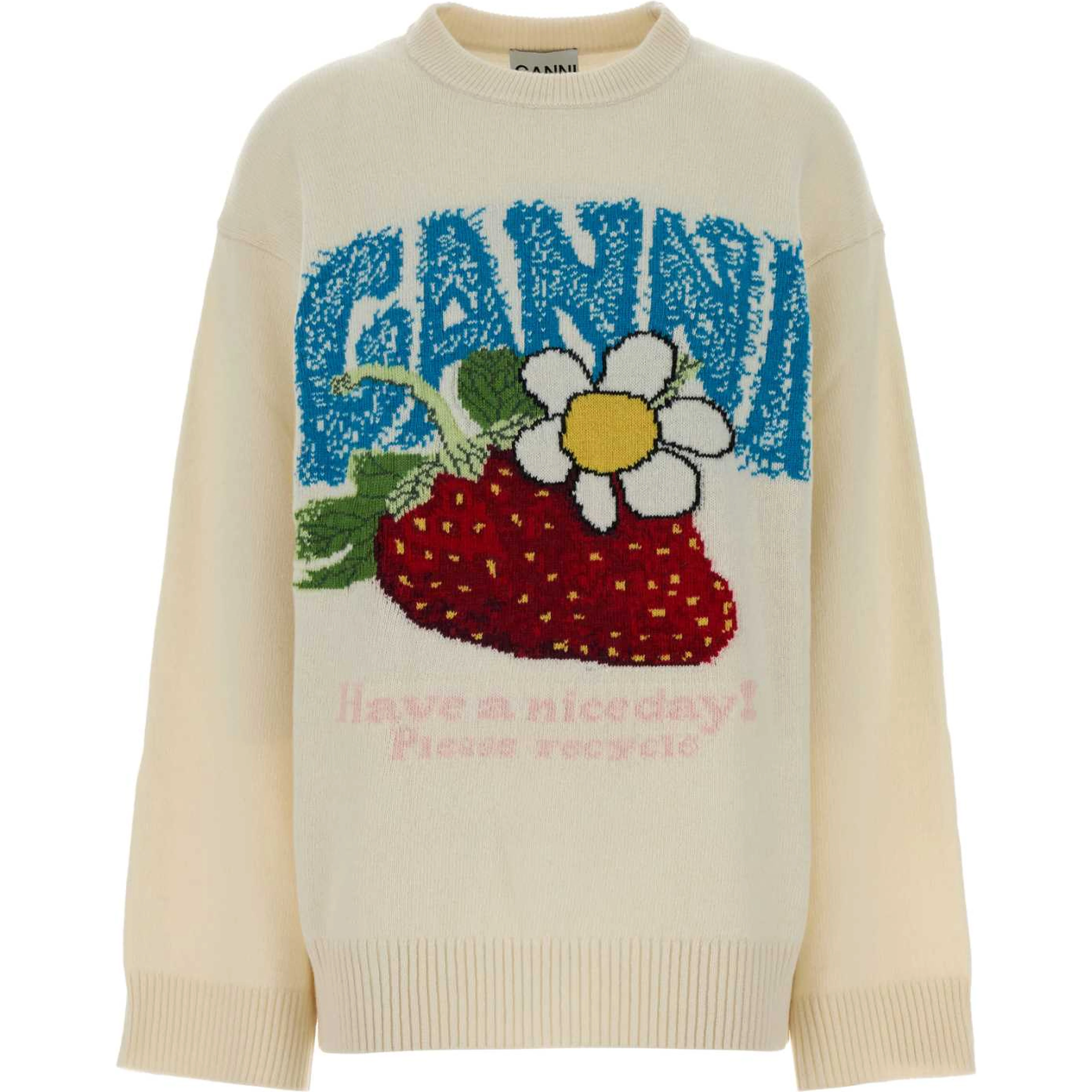 Oversized Graphic Wool Mix Sweater