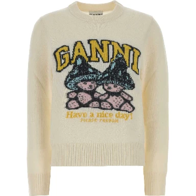 Graphic Wool Sweater Teddy Mushroom