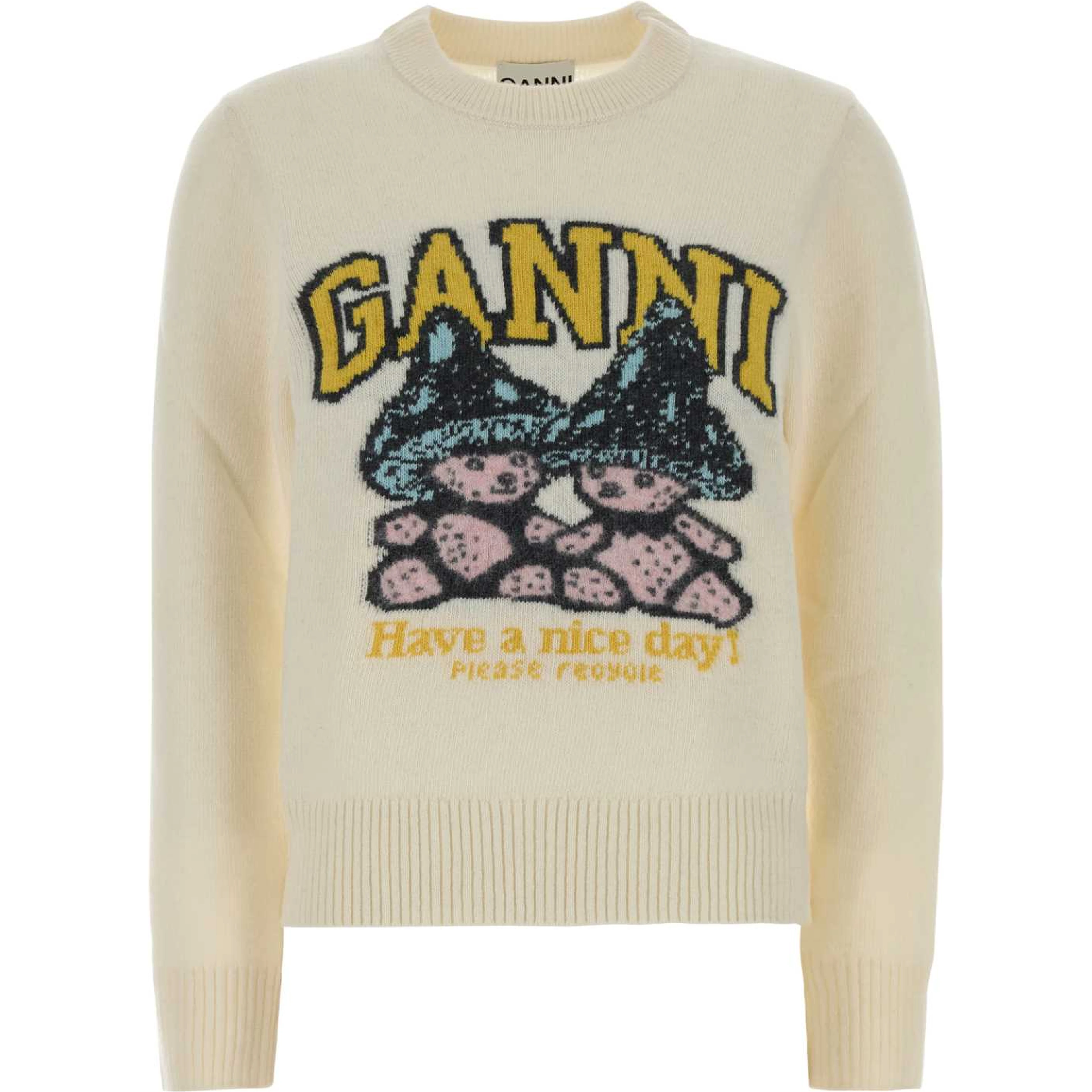 Graphic Wool Sweater Teddy Mushroom