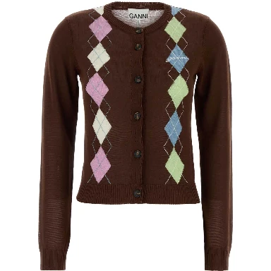 Light Cotton Argyle Cardigan