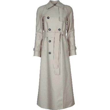 WOMEN LONG RAGLAN TRENCH LIGHT PRESSED WOOL