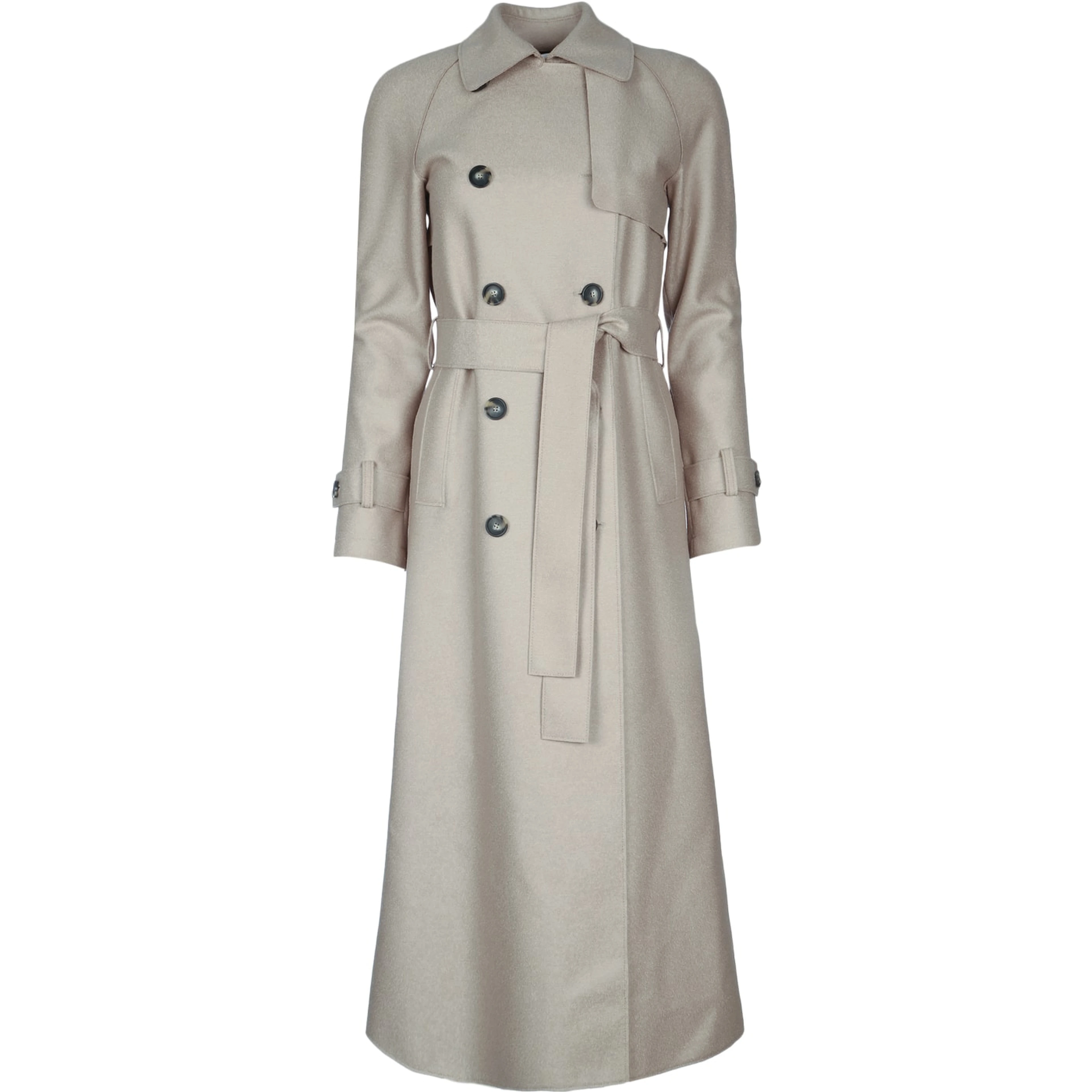 WOMEN LONG RAGLAN TRENCH LIGHT PRESSED WOOL