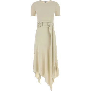 BELTED DRESS FLUID JERSEY