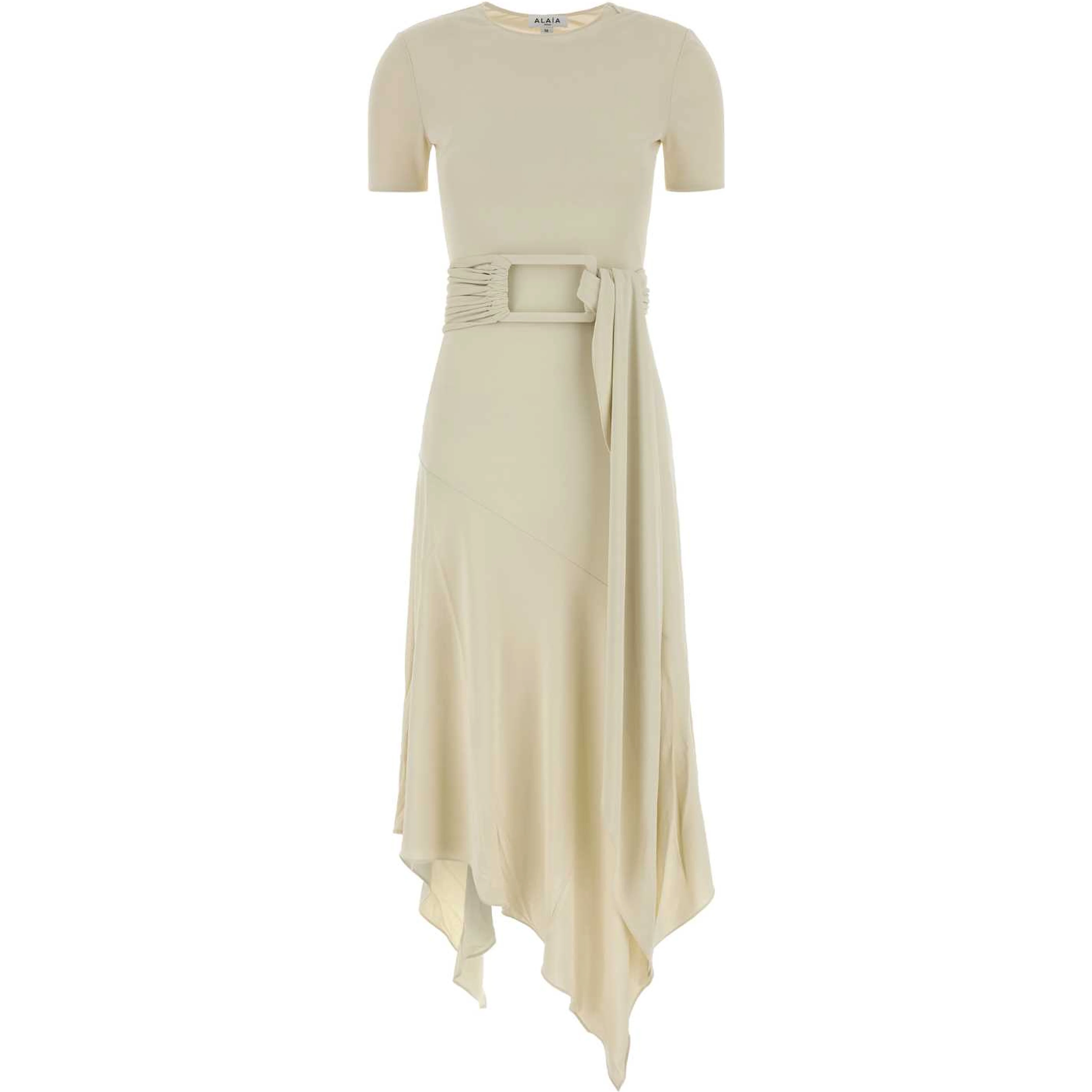 BELTED DRESS FLUID JERSEY