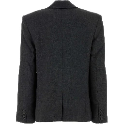 GREY DOUBLE BREASTED FLOWER BLAZER