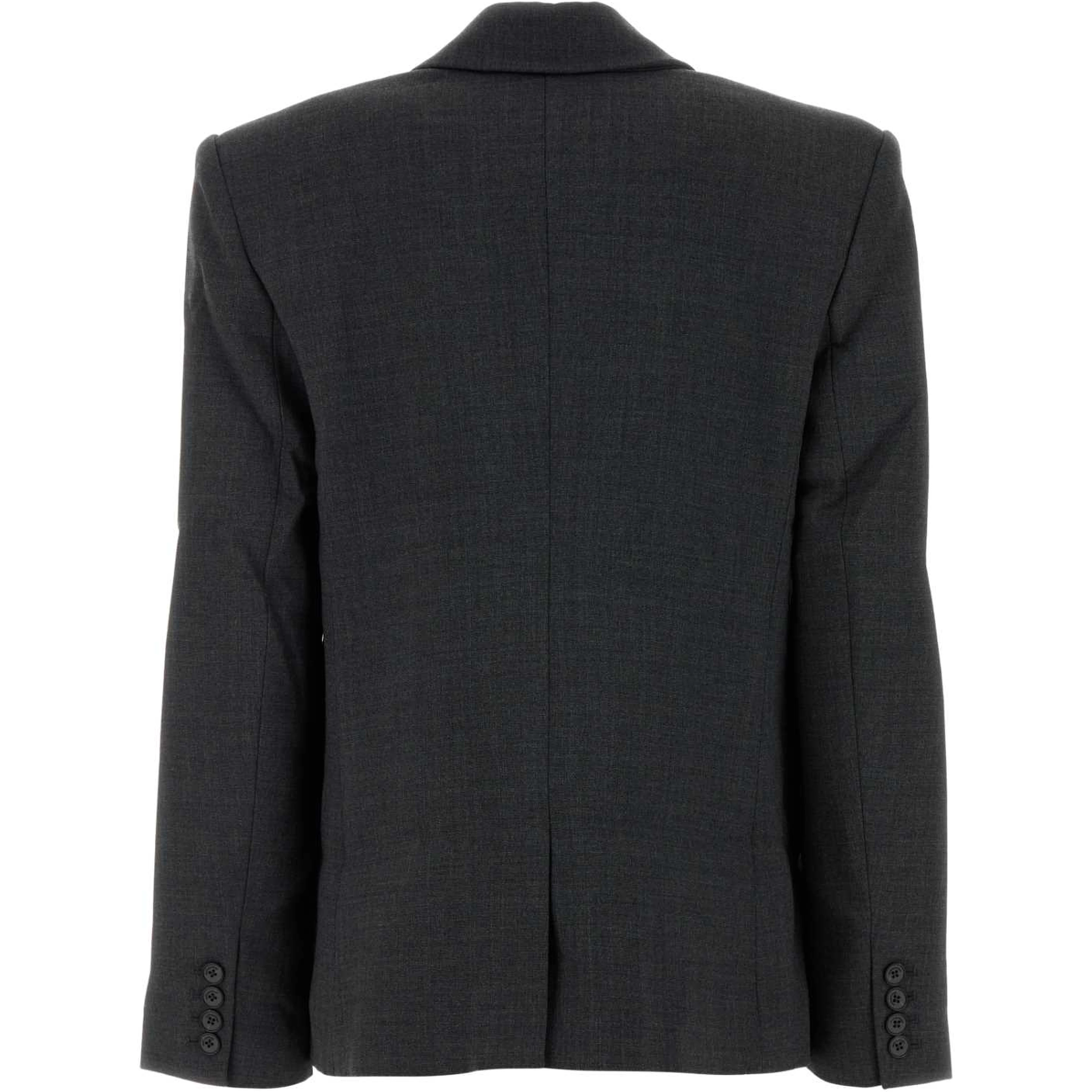GREY DOUBLE BREASTED FLOWER BLAZER