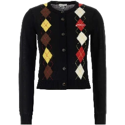 Light Cotton Argyle Cardigan