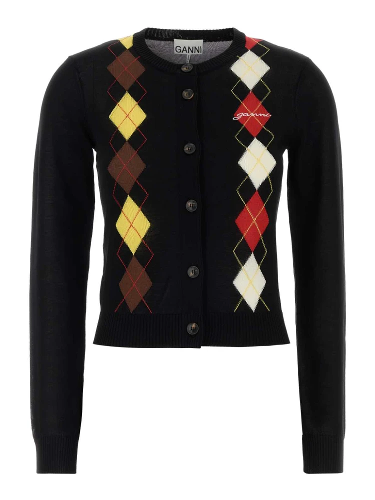 Light Cotton Argyle Cardigan