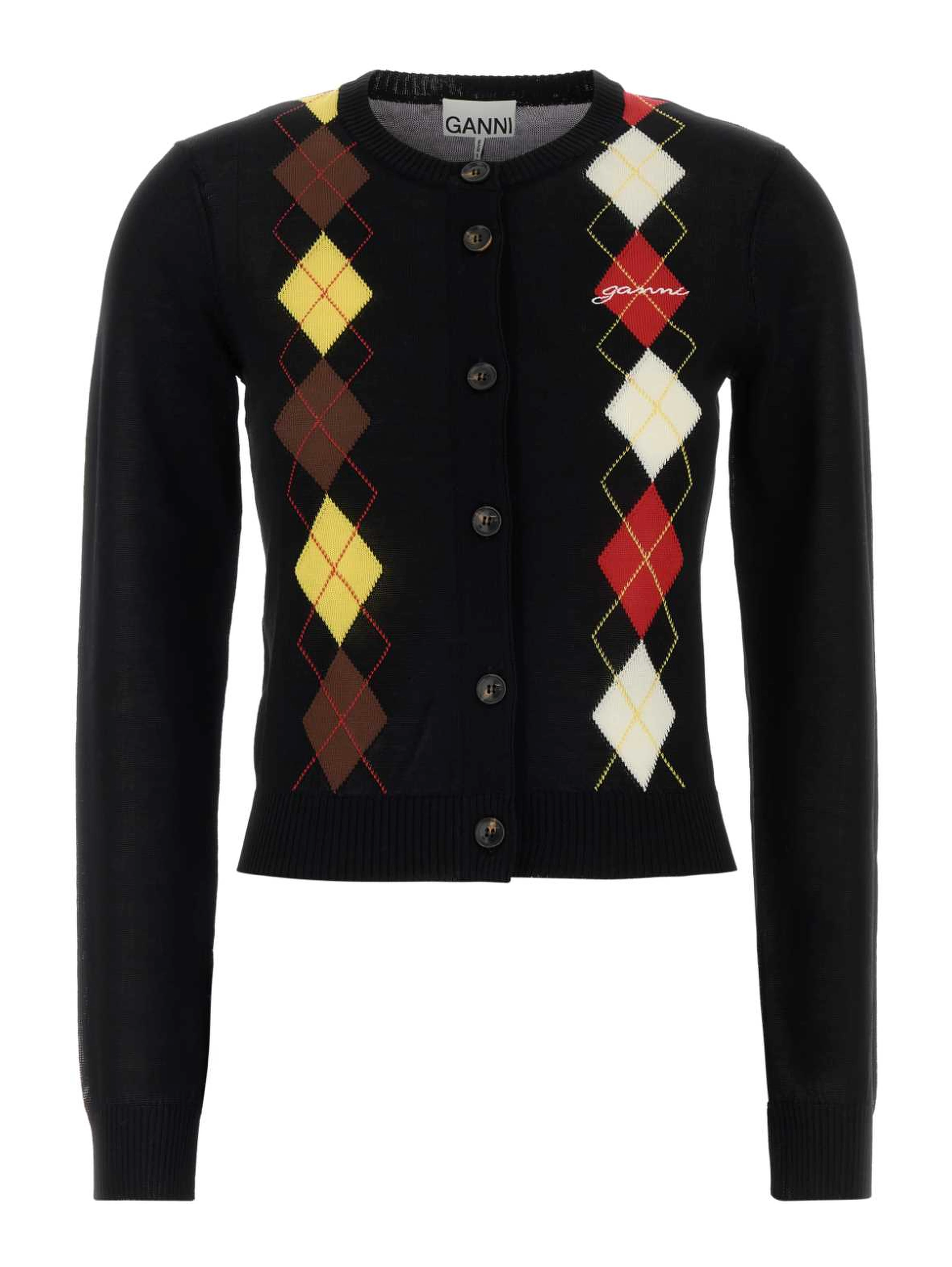 Light Cotton Argyle Cardigan