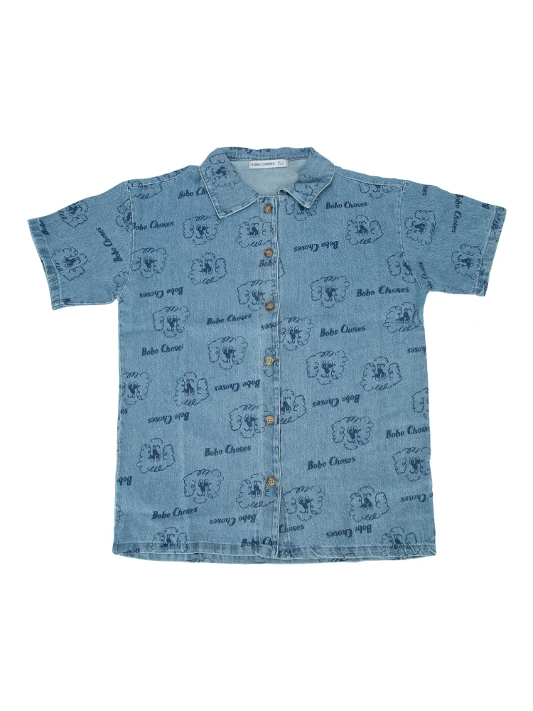 PICKLE THE DOG ALL OVER DENIM SHIRT