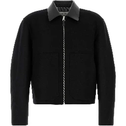 BLOUSON WITH LEATHER COLLAR