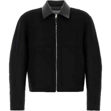 BLOUSON WITH LEATHER COLLAR