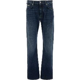 FRINGED VINTAGE DENIM TROUSERS
