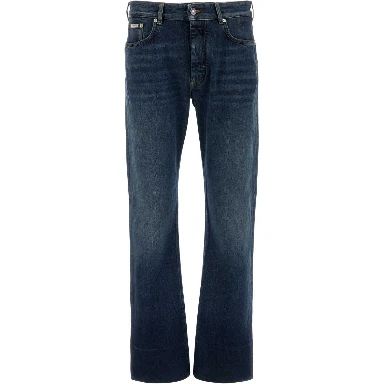 FRINGED VINTAGE DENIM TROUSERS