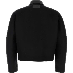 BLOUSON WITH LEATHER COLLAR