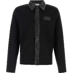 MIX MATERIAL CARDIGAN