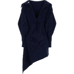 HIGH NECK SLASHED KNITTED DRESS