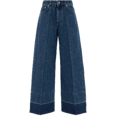 RAW EDGE WIDE LEG DENIM TROUSERS