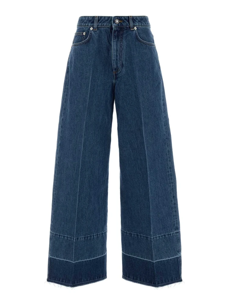 RAW EDGE WIDE LEG DENIM TROUSERS