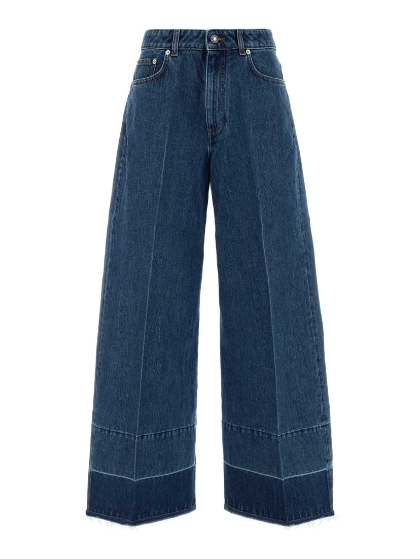 RAW EDGE WIDE LEG DENIM TROUSERS