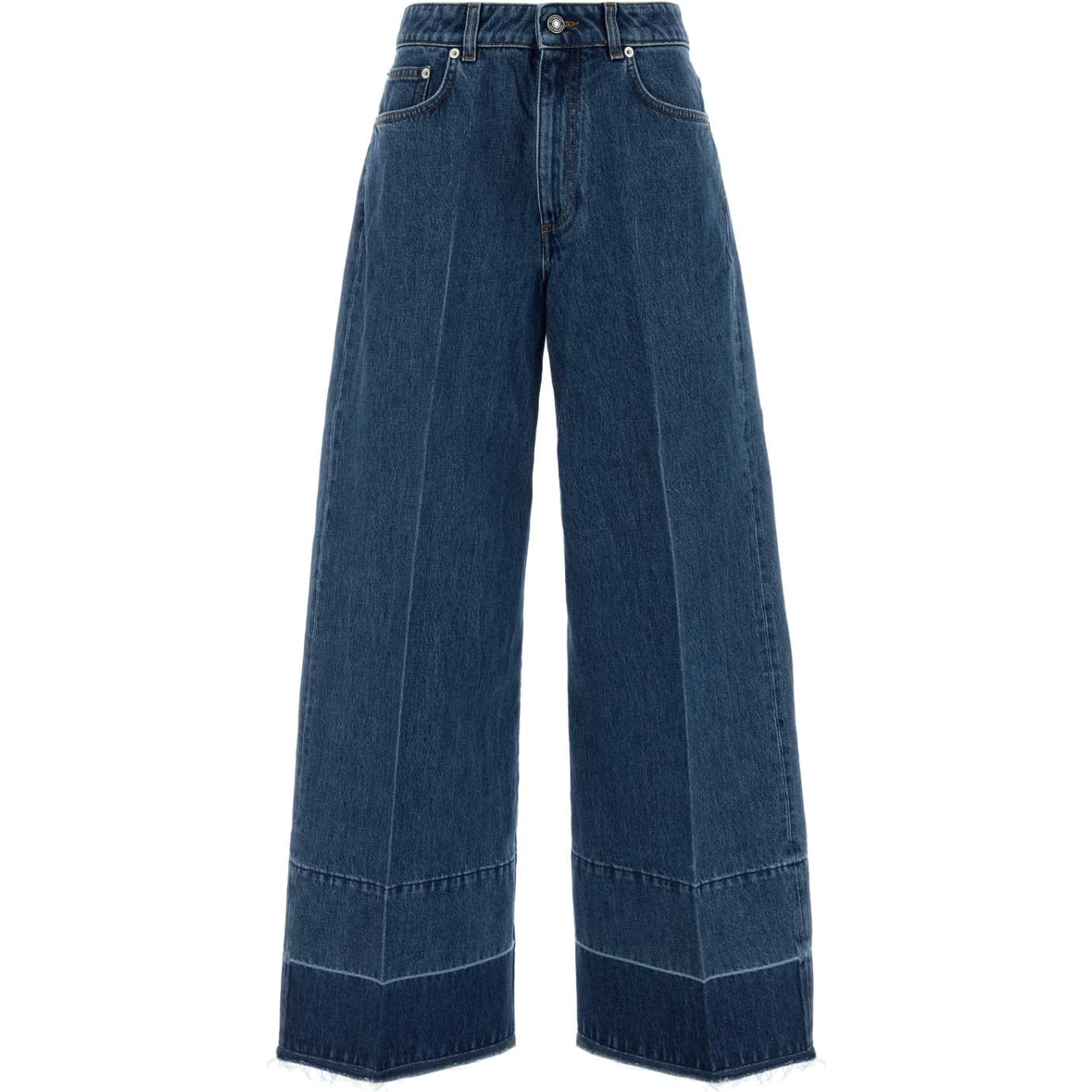 RAW EDGE WIDE LEG DENIM TROUSERS