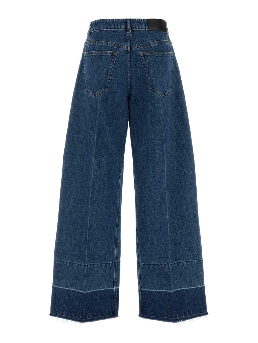 RAW EDGE WIDE LEG DENIM TROUSERS
