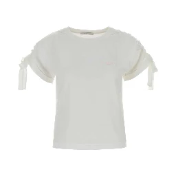 GATHERED SHOULDER T-SHIRT WITH BOWS