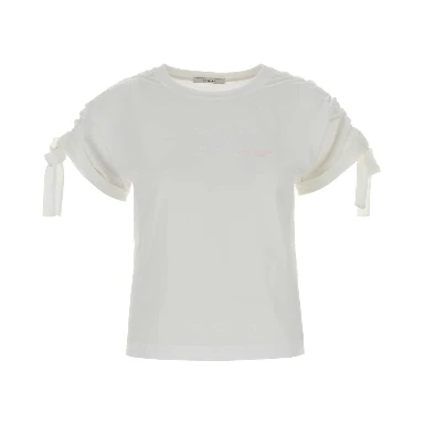 GATHERED SHOULDER T-SHIRT WITH BOWS