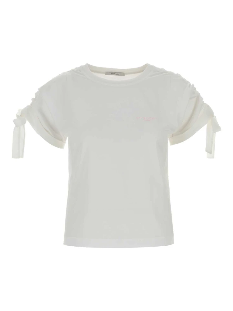 GATHERED SHOULDER T-SHIRT WITH BOWS
