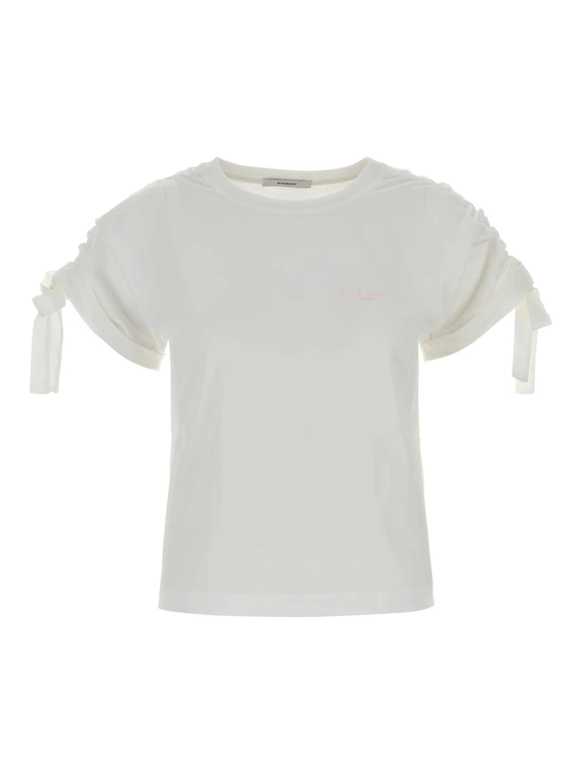GATHERED SHOULDER T-SHIRT WITH BOWS
