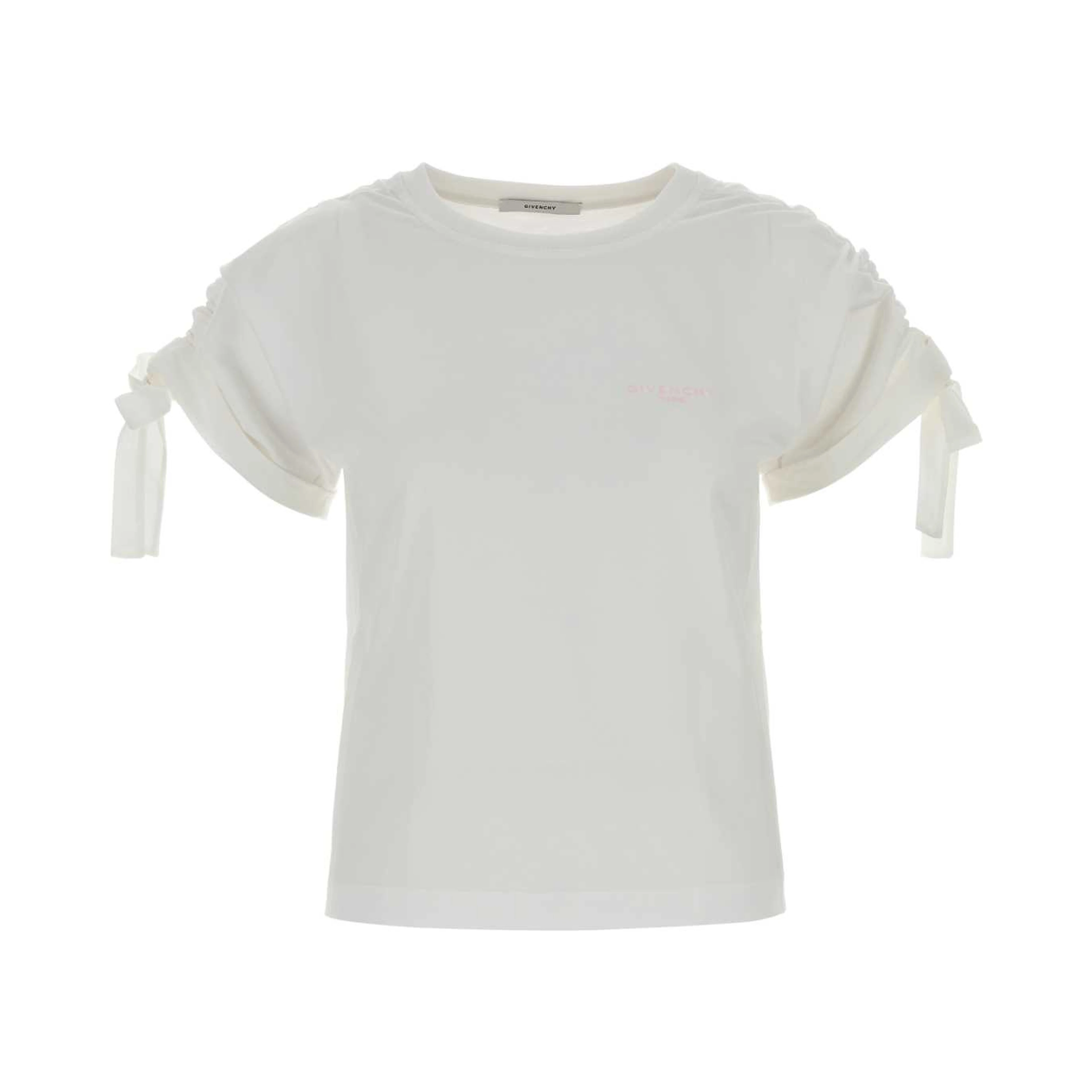 GATHERED SHOULDER T-SHIRT WITH BOWS