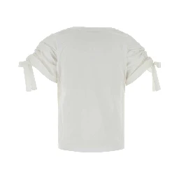 GATHERED SHOULDER T-SHIRT WITH BOWS