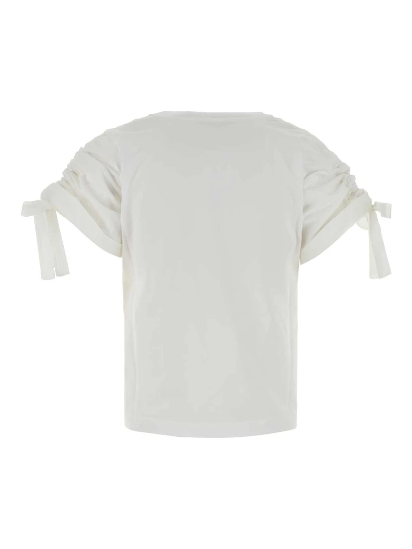 GATHERED SHOULDER T-SHIRT WITH BOWS