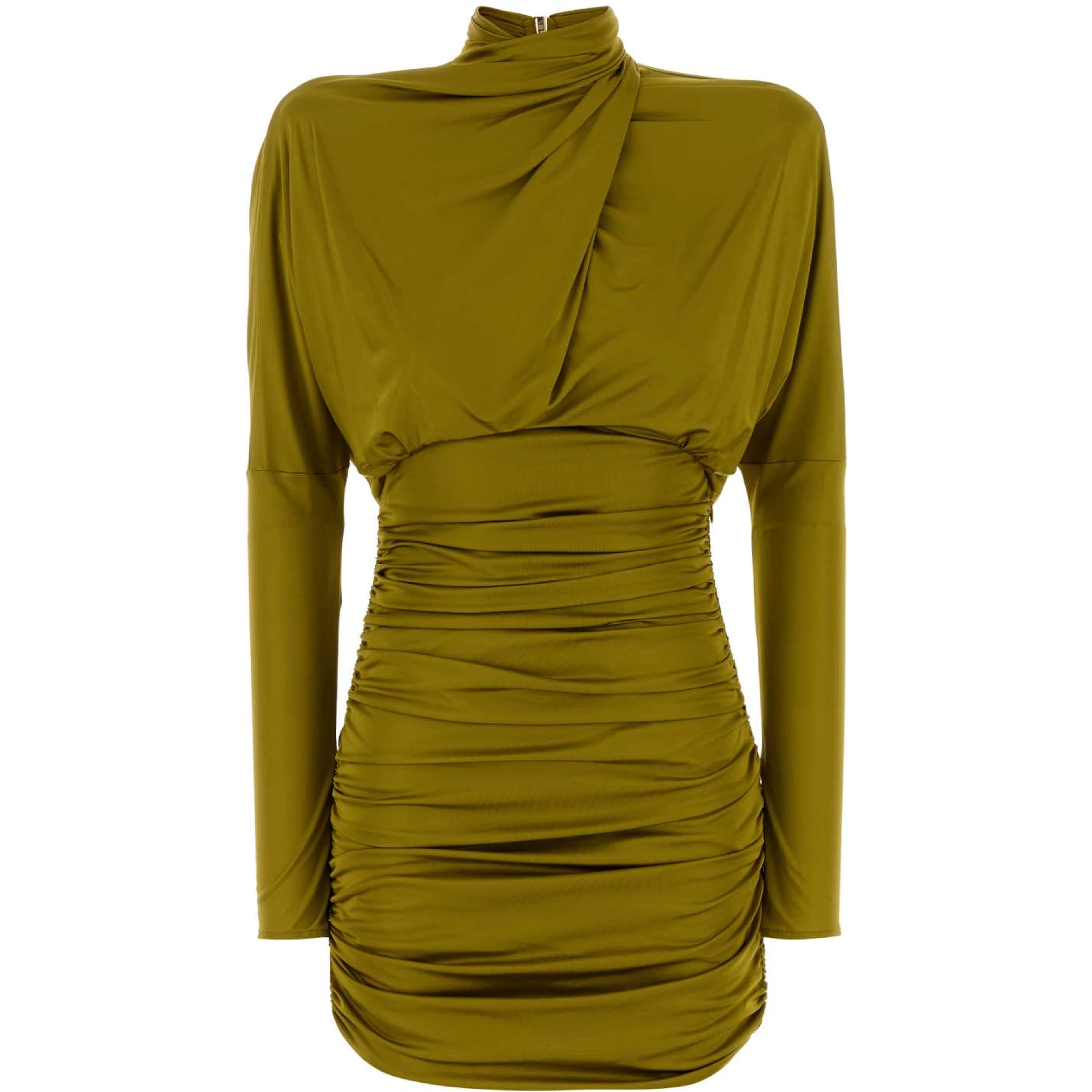 LS OPEN BACK DRAPED VISCOSE JERSEY DRESS