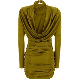 LS OPEN BACK DRAPED VISCOSE JERSEY DRESS