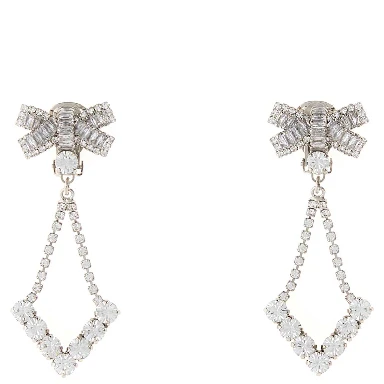 CRYSTAL EARRINGS WITH BOW AND PENDANT