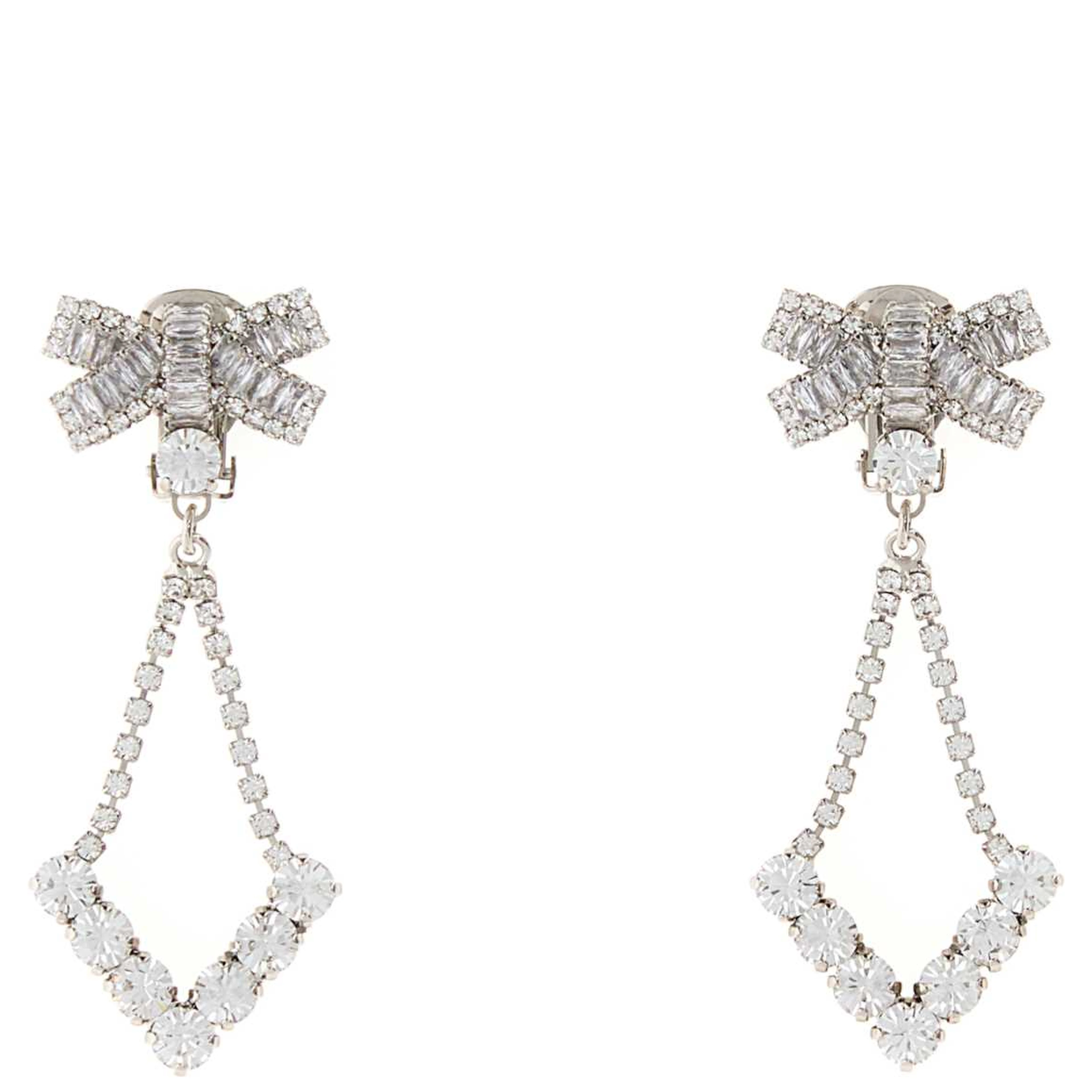 CRYSTAL EARRINGS WITH BOW AND PENDANT