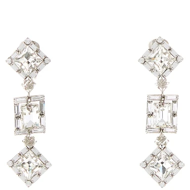 CRYSTAL SQUARE EARRINGS WITH PENDANT