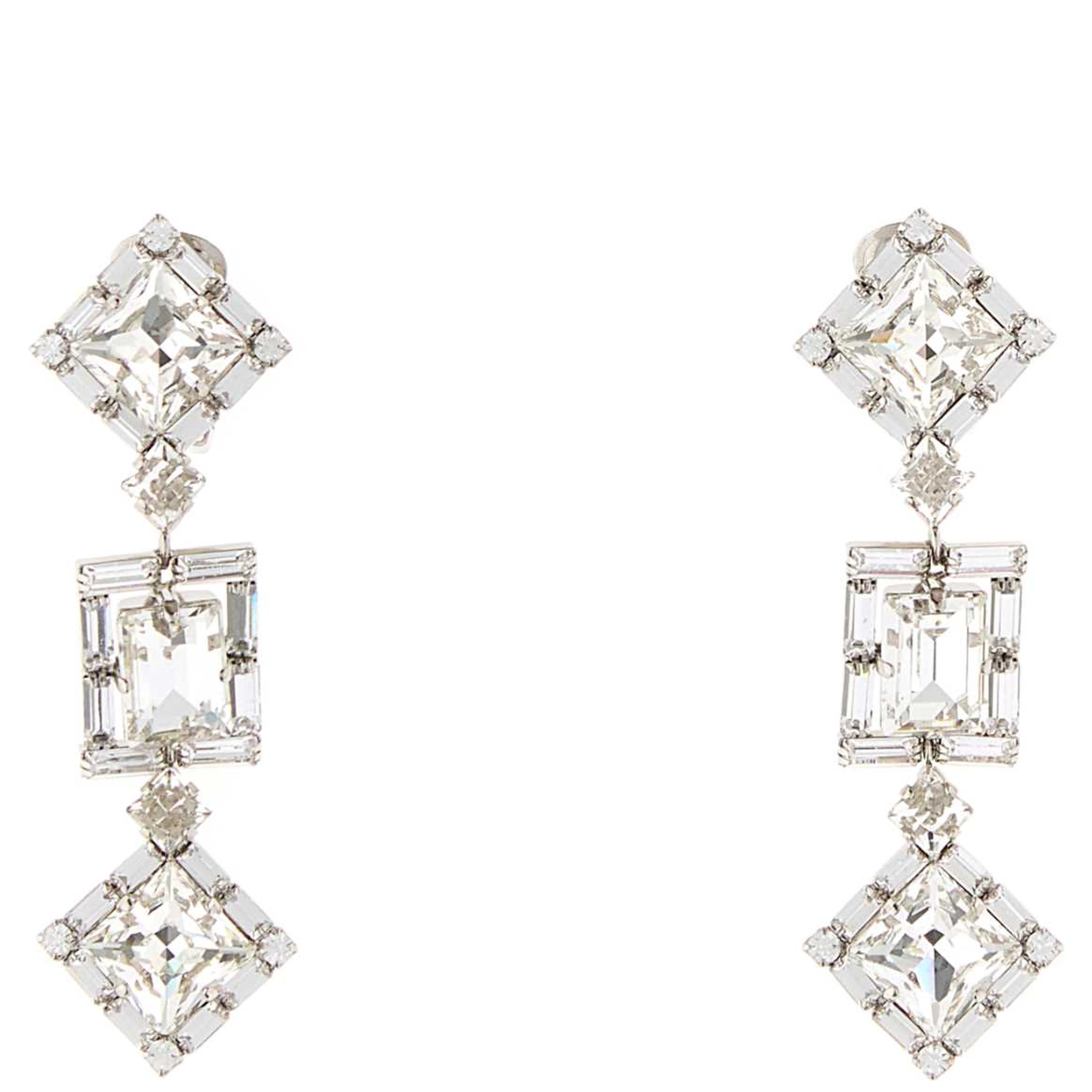 CRYSTAL SQUARE EARRINGS WITH PENDANT