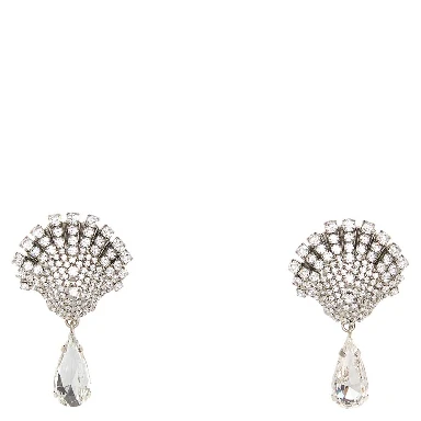 CRYSTAL SHELL EARRINGS WITH CRYSTAL DROP
