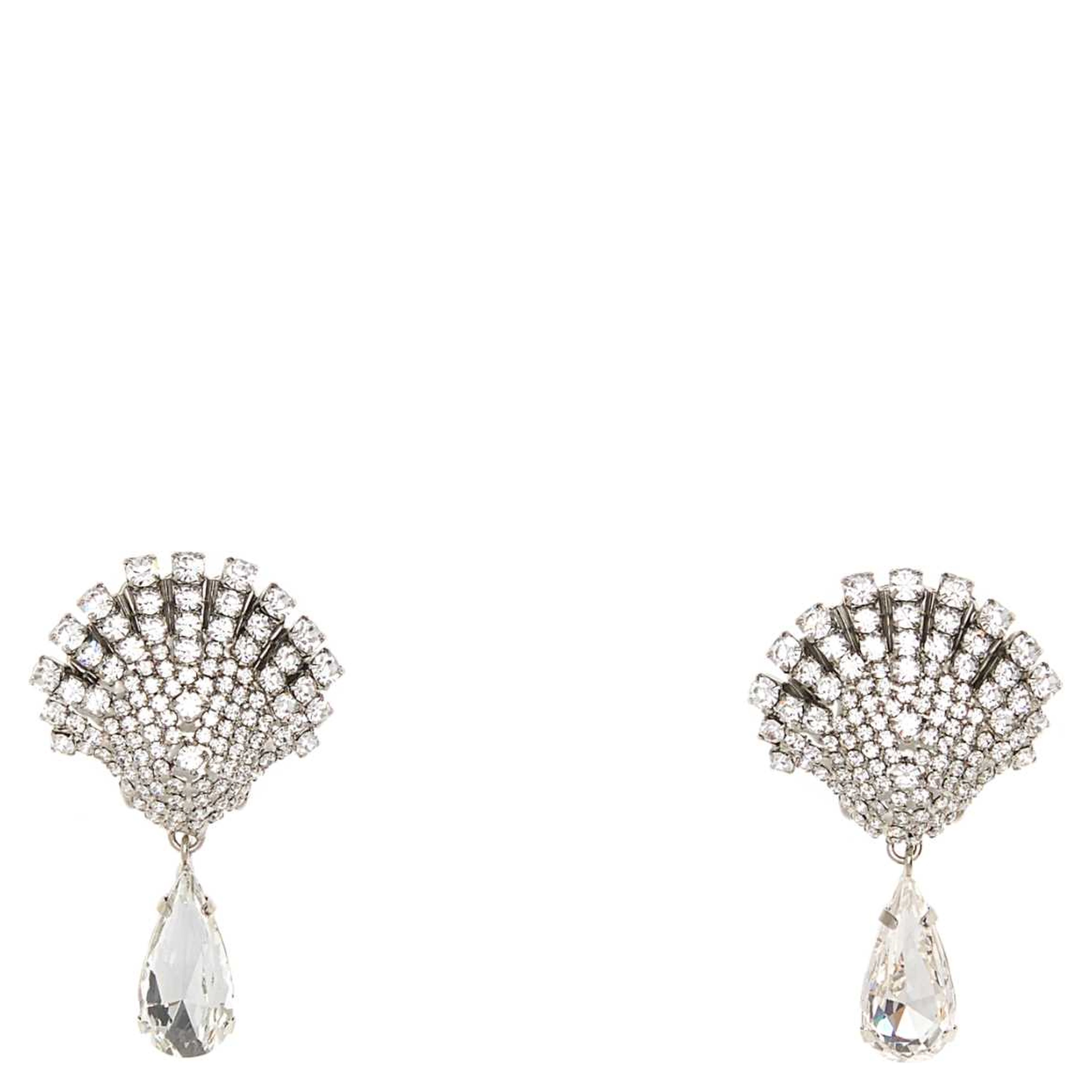 CRYSTAL SHELL EARRINGS WITH CRYSTAL DROP