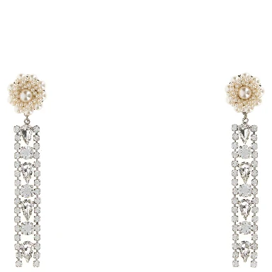 CRYSTAL EARRINGS WITH CLEAR BEADS FRINGES